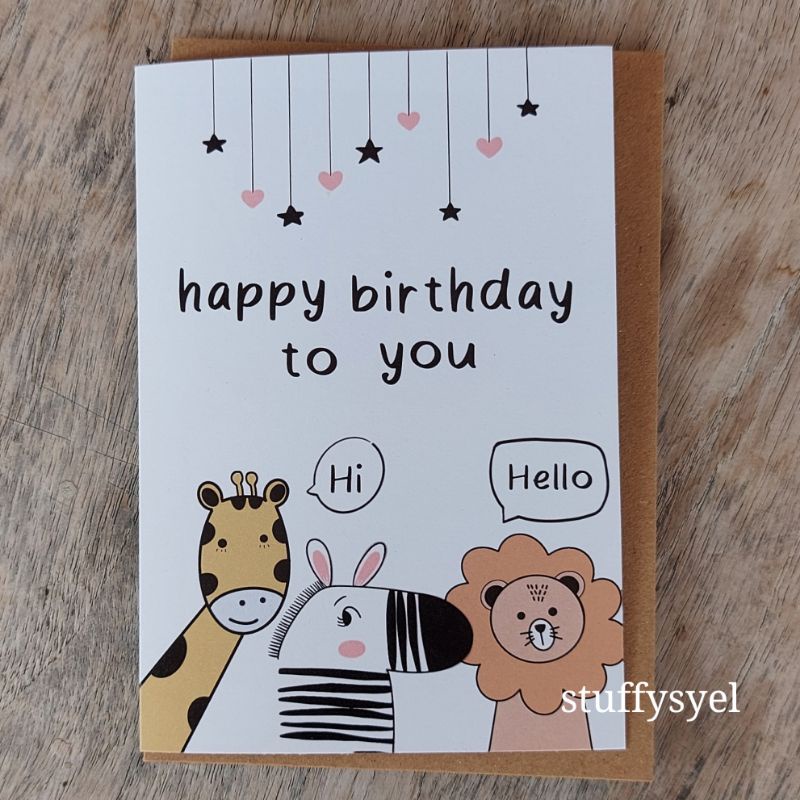 Jual Kartu Ucapan Ulang Tahun Happy Birthday Animal | Shopee Indonesia