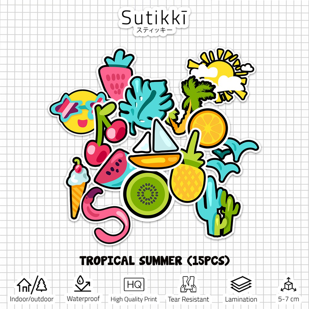 Jual Sutikki | Sticker Pack Tropical Summer Holiday Travelling Die Cut ...
