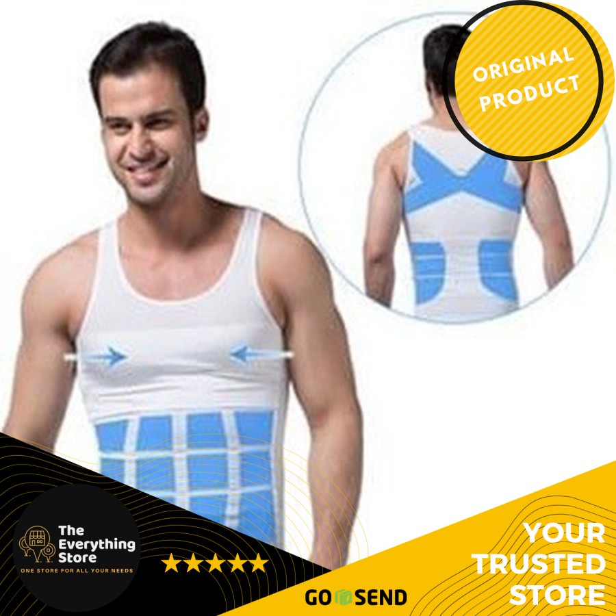 Jual Mens Slimming Body Shaper Tank Top Kaos Korset Pelangsing Perut ...