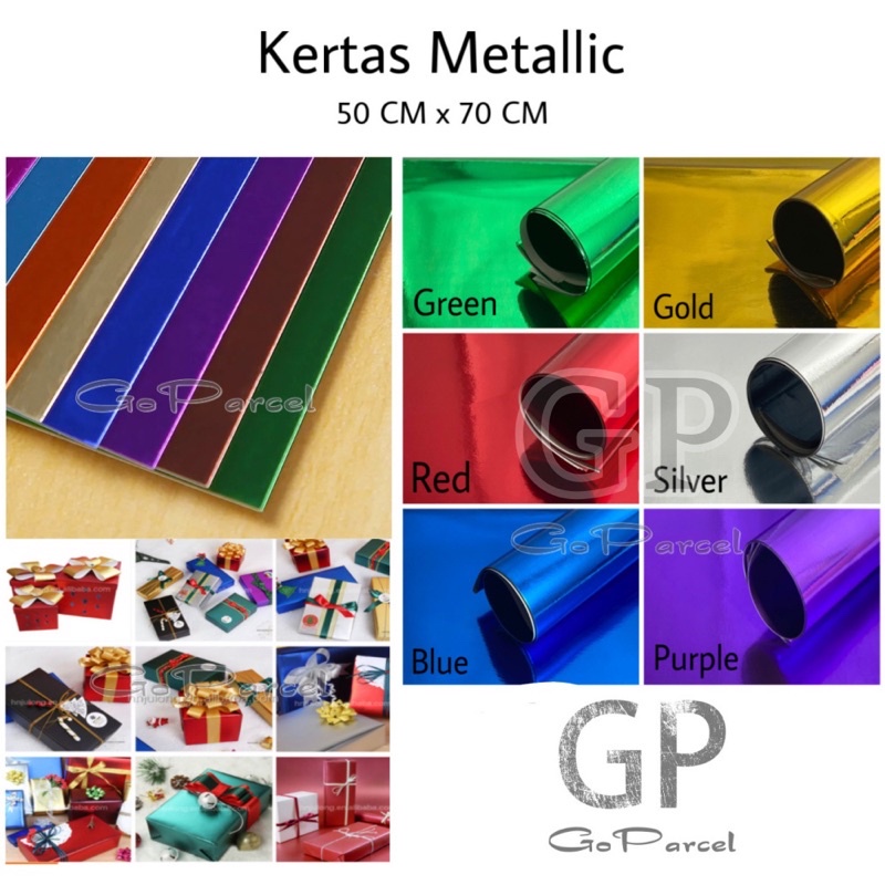 Jual 5 Lembar Kertas Metalik Kertas Kado Premium Metalik T