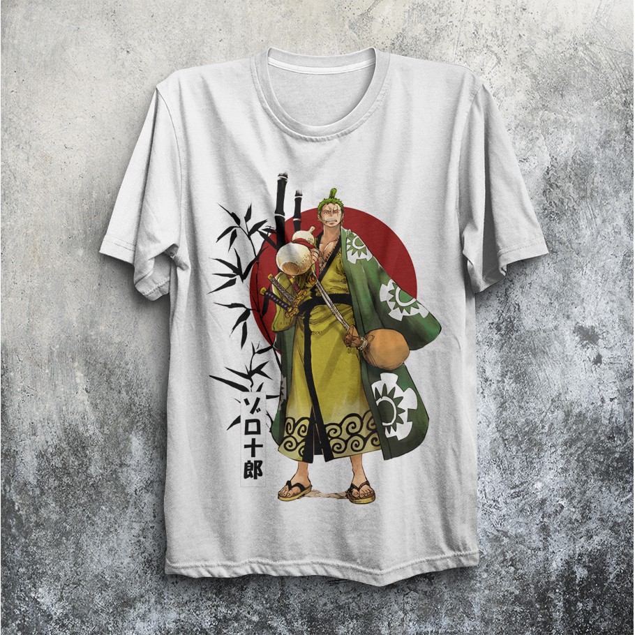 Jual Kaos Distro Anime Murah One Piece Roronoa Zoro Wano Pria Wanita Momo Shopee Indonesia