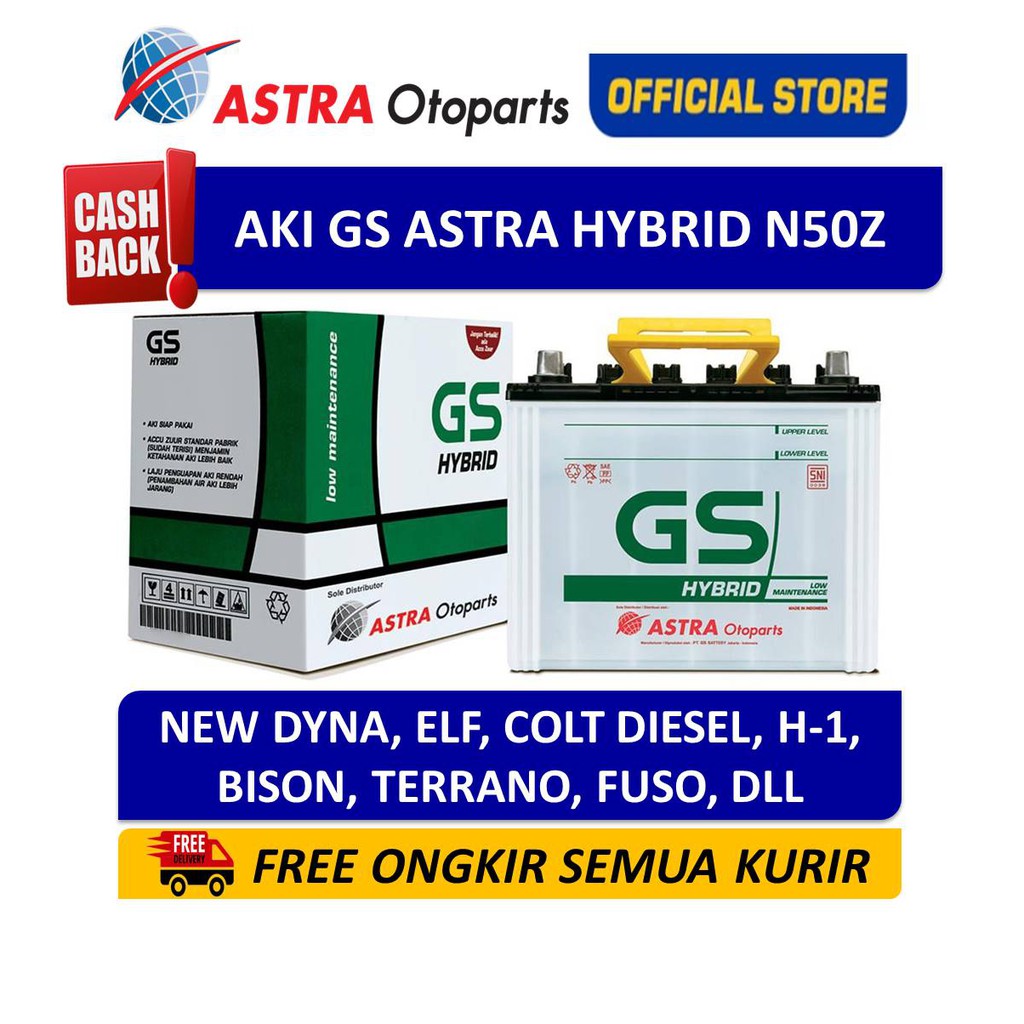 Aki GS ASTRA Hybrid N50Z Mobil New Dyna, ELF, Colt Diesel, Fuso, dll