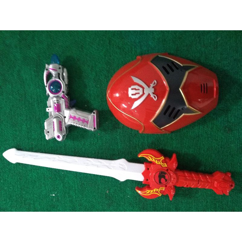 Jual mainan anak paket topeng pedang pistol Power ranger nyala suara ...