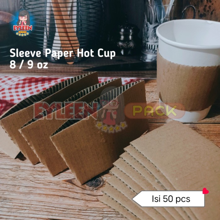 Jual Sleeve Paper Hot Cup 8 Oz Isi 50 Pcs Kertas Penahan Panas Jaket Pelindung Gelas Kertas 8209