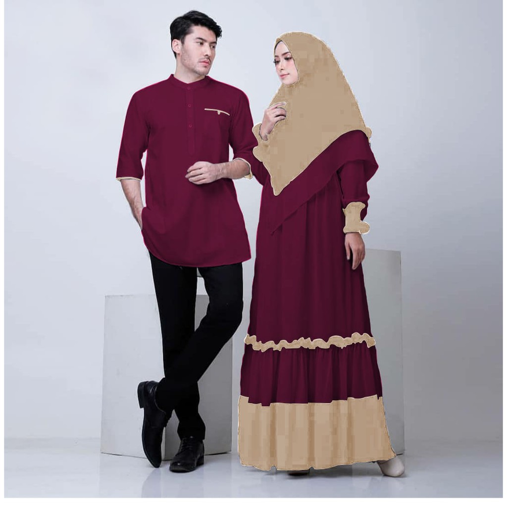 Jual BAJU COUPLE MUSLIM WANITA DAN PERIA BAJU MUSLIM BIANCA JUMBO MURAH
