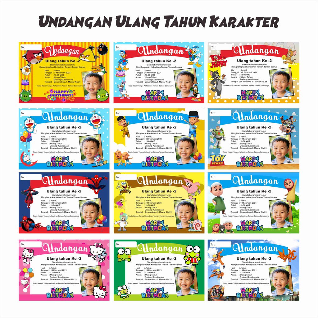 Jual KARTU UNDANGAN ULANG TAHUN ANAK CUSTOM | Shopee Indonesia
