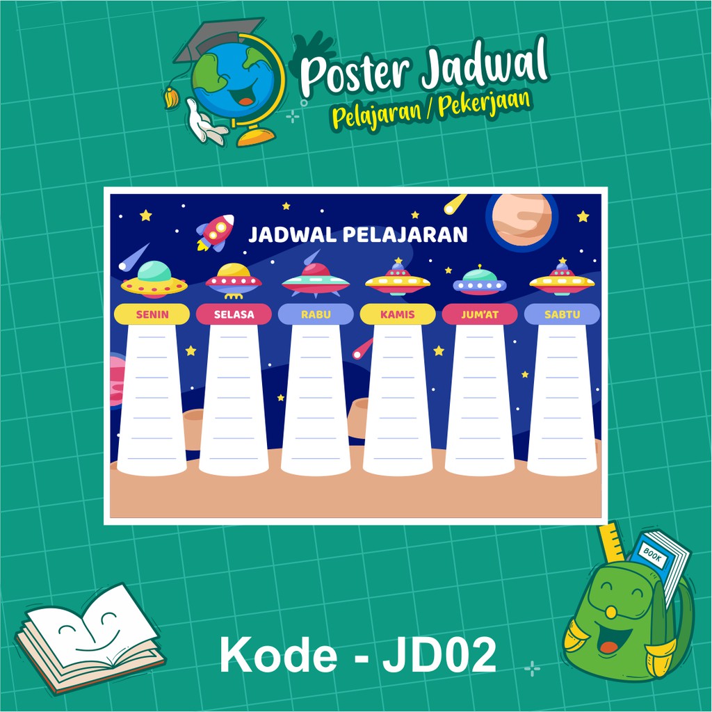 Jual Poster Jadwal Pelajaran / Jadwal Pekerjaan / Jadwal Piket / Jadwal ...