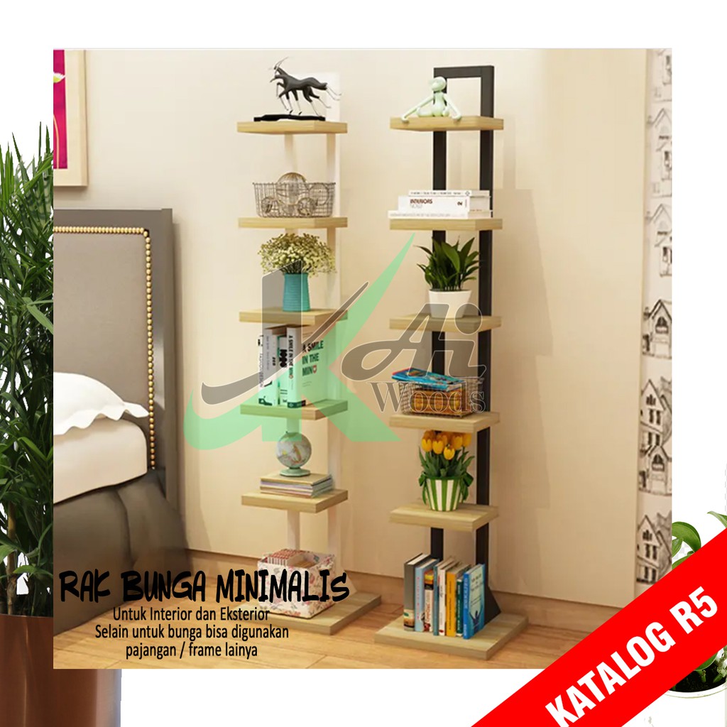 Jual Rak bunga Pajangan Miniatur Kayu 5 Ambalan Minimalis Modern ( R5 ...