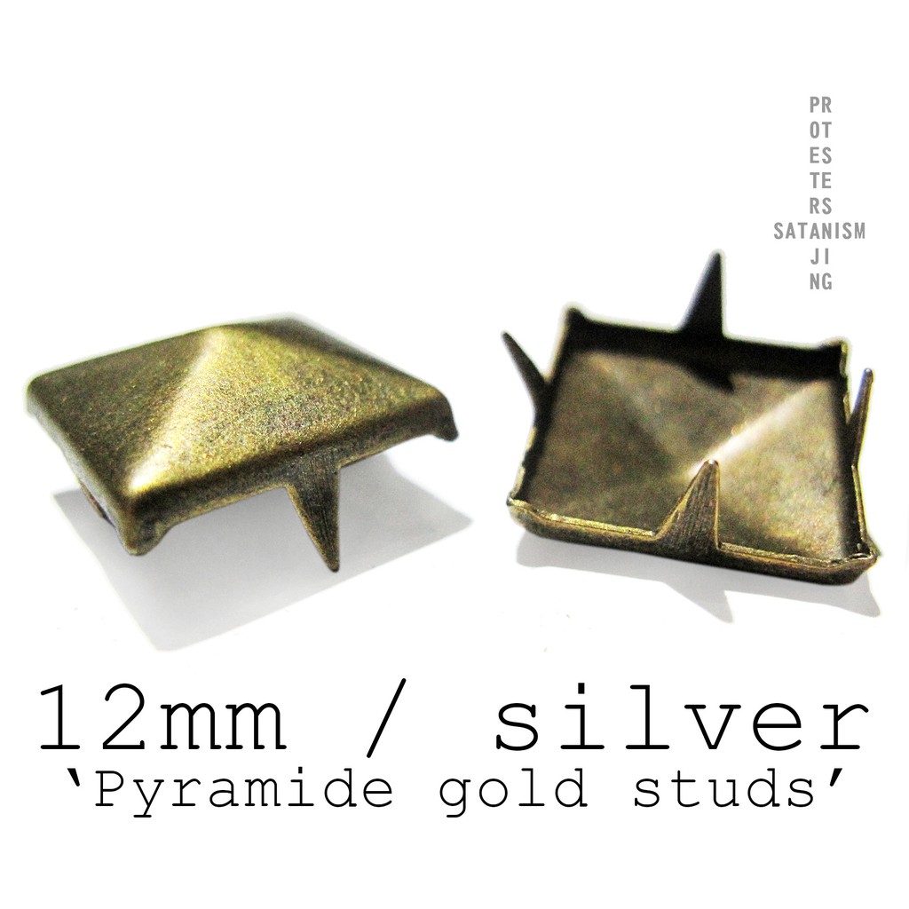 Jual SPIKE/STUD PYRAMIDE GOLD 12mm 100pcs (IMPORT U.S) | Shopee Indonesia