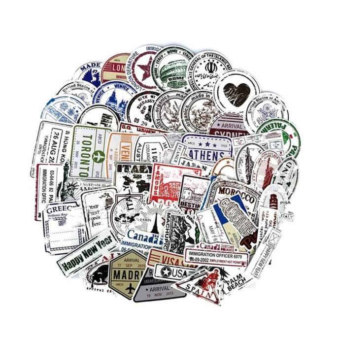 Jual 60 pcs stiker Koper Laptop Rimowa - Luggage Sticker Retro ...