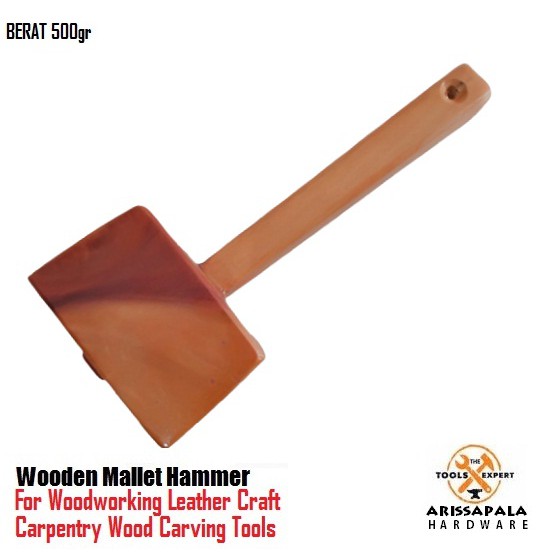Leather Carving Hammer 2 Pieces, Leathercraft Mallet, Nylon Wood Handle  Hammer, Leather Carving Hammer Mallet for DIY Stamping Sew Leather Cowhide  Tool(1 T Hammer + 1 Vertical Hammer) Brown