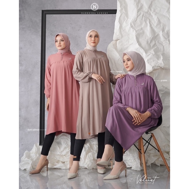 Jual COD ✓ Velvet Tunic Nadheera Luxury Ori | Tunik Terbaru | Tunic  Nadheera Luxury | Baju Atasan Wanita | Shopee Indonesia