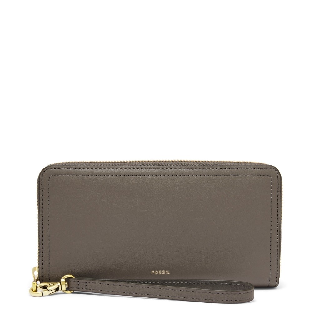 Jual Fossil Logan RFID Zip Around Clutch Grey SL7831-046 Dompet