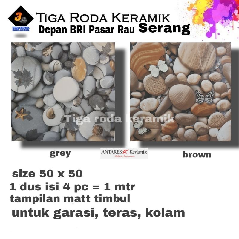 Jual karamik teras garasi 50x50 motif batu alam coral | Shopee Indonesia