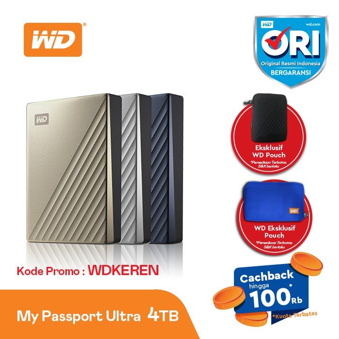 Jual Fs Wd My Passport Ultra 4tb Hd Hdd Hardisk Eksternal External 25 Shopee Indonesia 4077