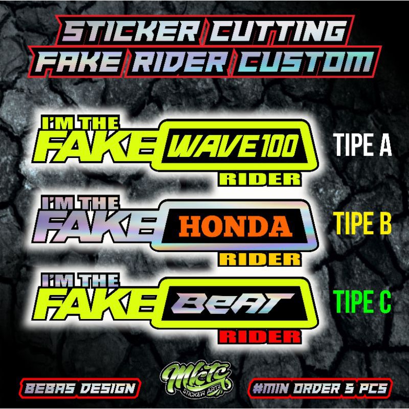 Jual STICKER CUTTING FAKE RIDER CUSTOM (bisa rubah kata kata?) | Shopee ...