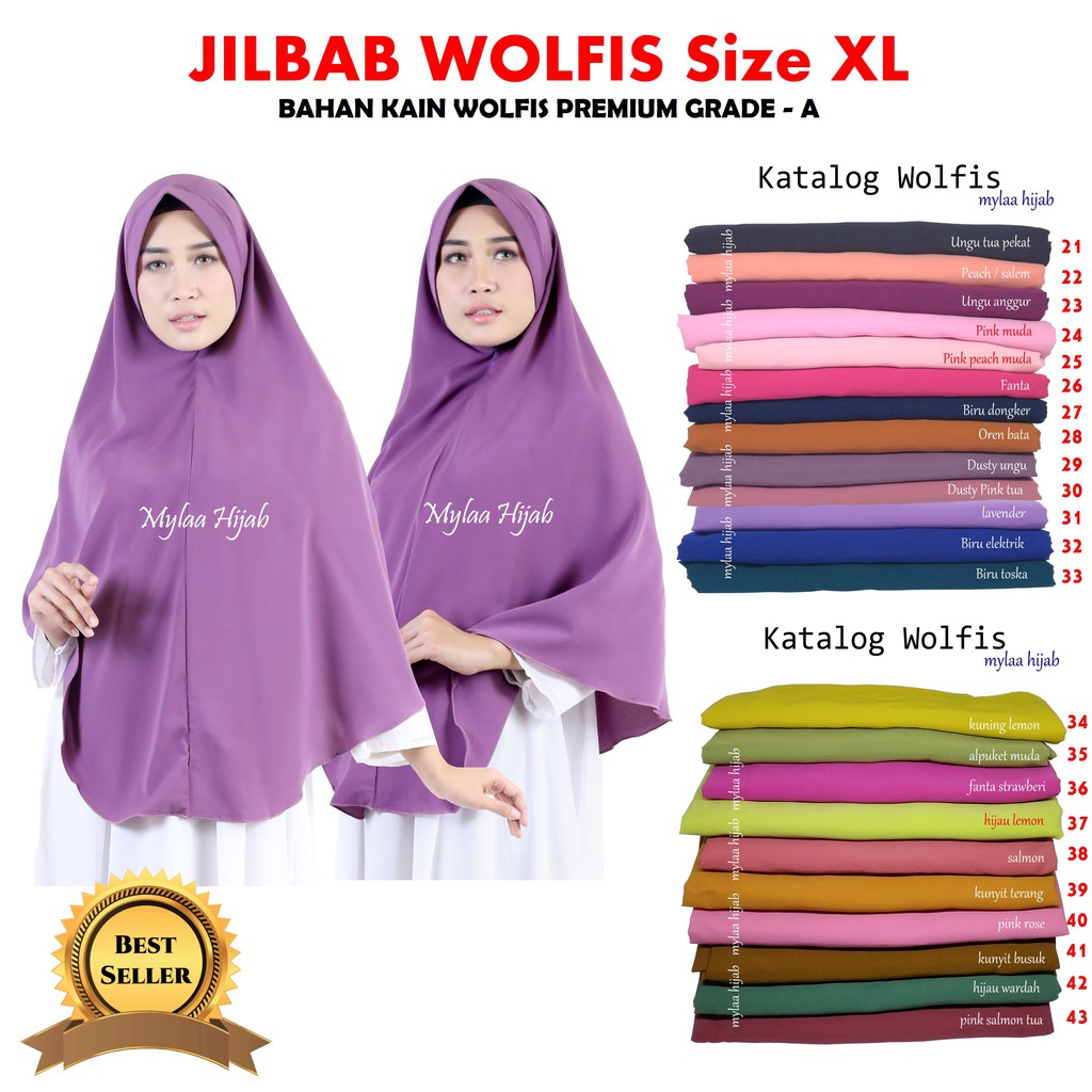 Jilbab Instan WOLFIS Wolpeach EXCLUSIVE size XL "TANPA SERUT"  dewasa pads antem SEPERTI SYANDANA