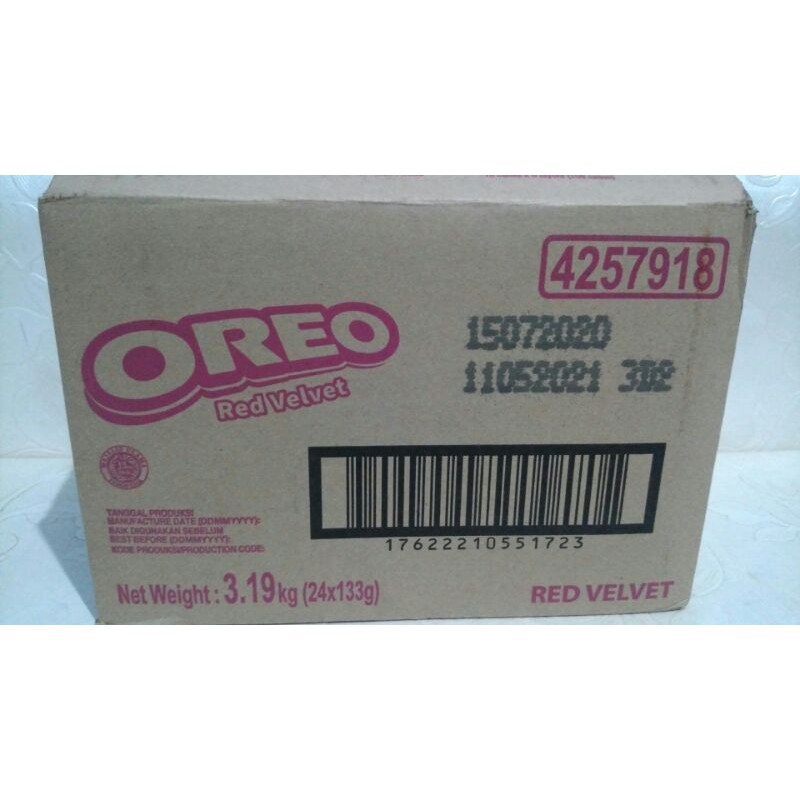 Jual OREO RED VELVET 133GR x 24 pcs / OREO / RED VELVET / KARTONAN ...