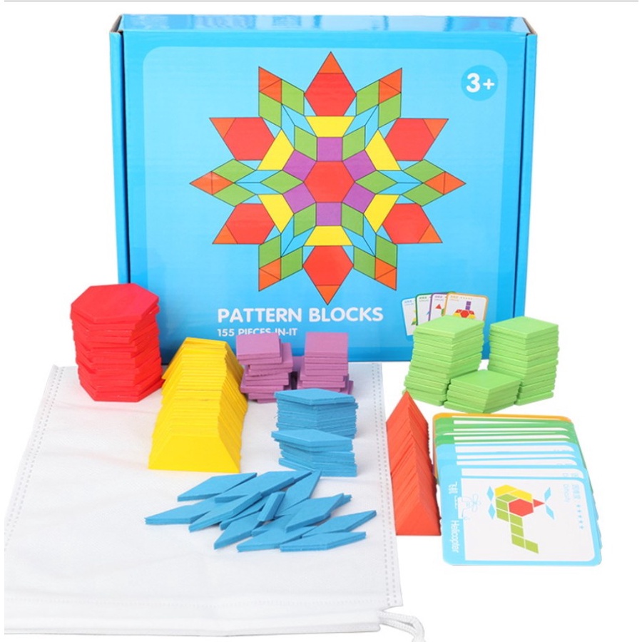 Jual Mainan Anak Puzzle Kayu Bentuk Pattern Blocks | Shopee Indonesia