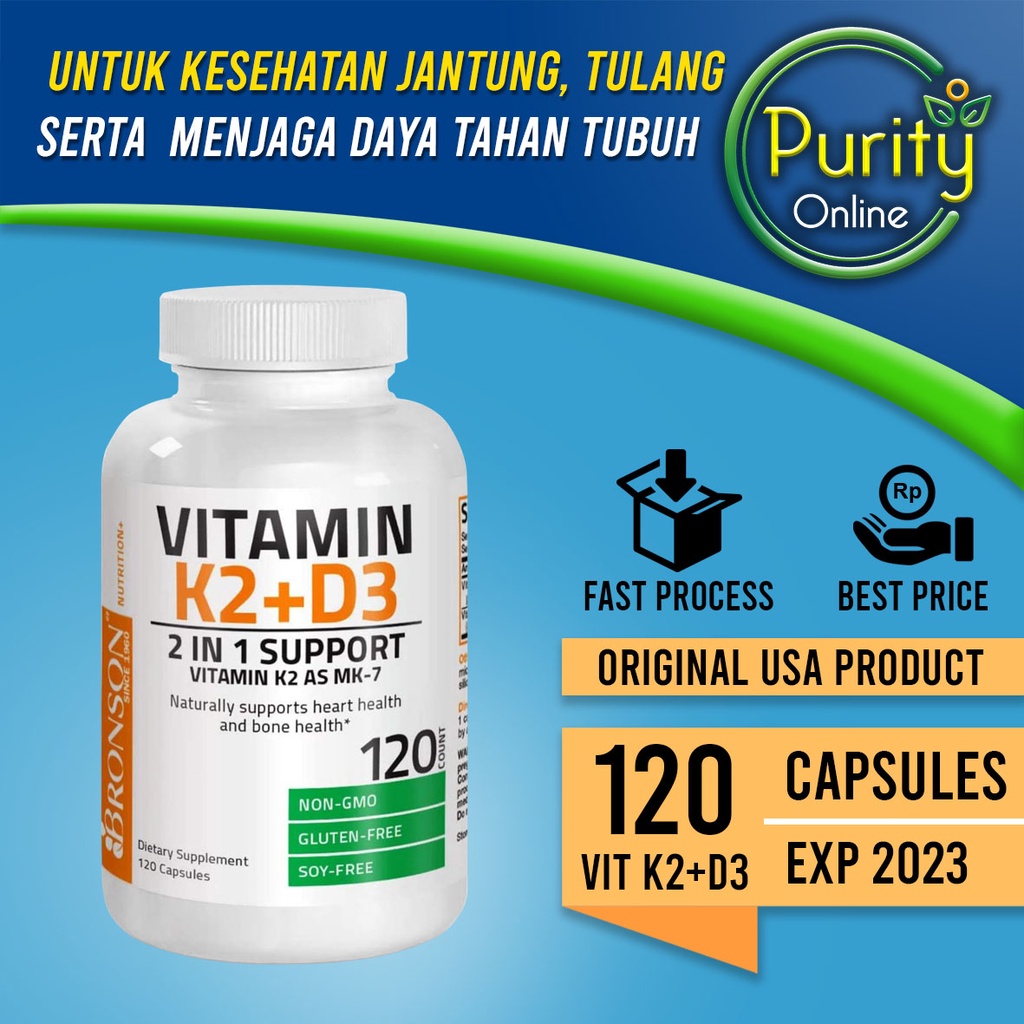 Jual Bronson Vitamin K2 + D3 120 Capsules (ORIGINAL USA) Shopee
