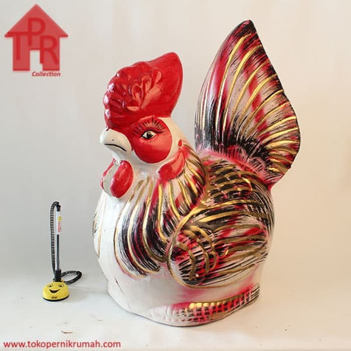 Jual Celengan ayam jago tradisional merah gold - L | Shopee Indonesia