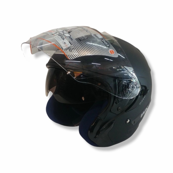 Jual Helm INK METRO 2 SOLID BLACK MATT | Halfface | Double Visor ...