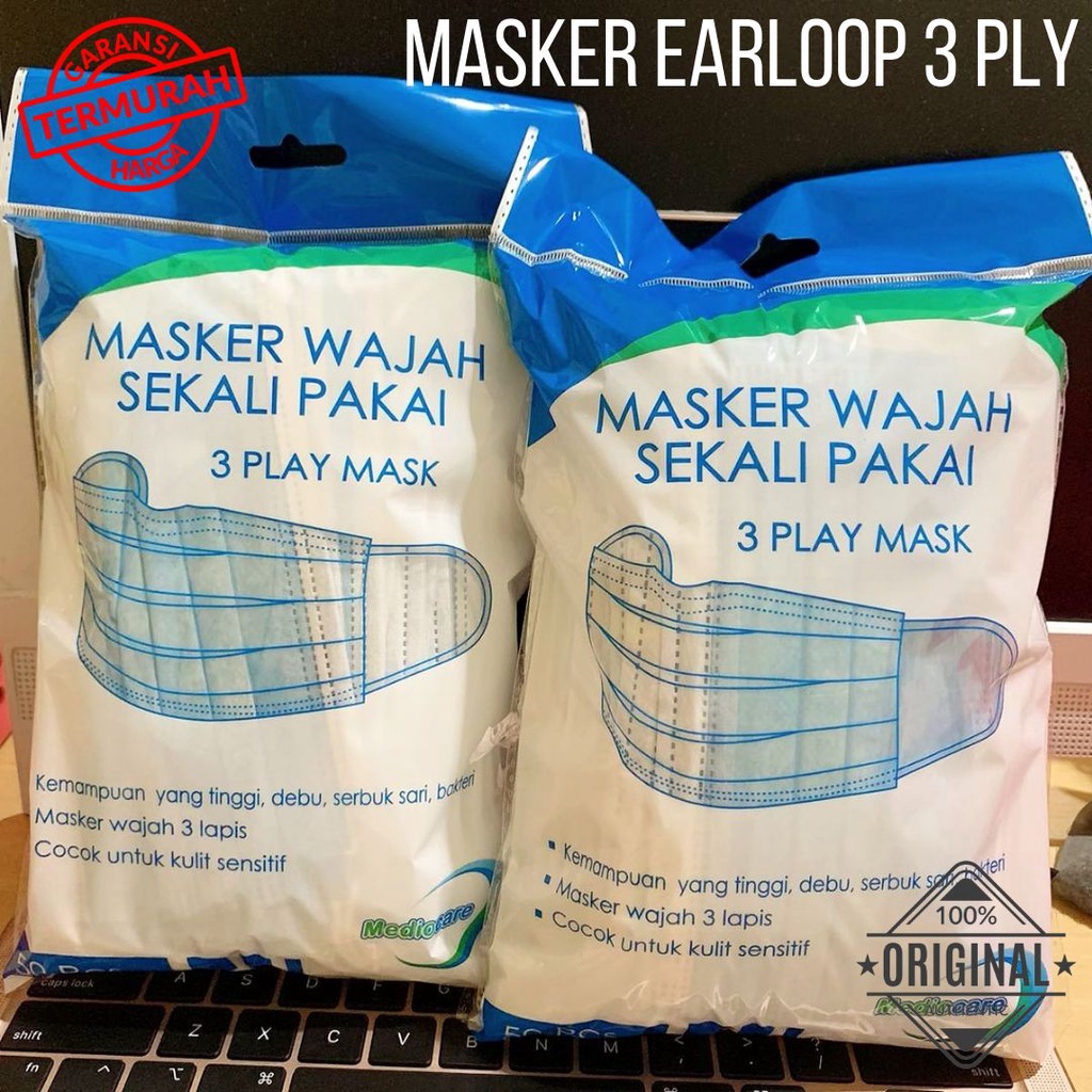 Jual MASKER EARLOOP 3 PLY 1 BOX ISI 50 PCS | Shopee Indonesia