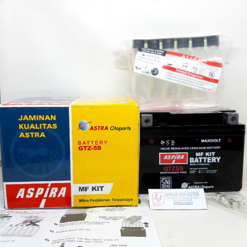 Jual Aki ASPIRA Astra GTZ5S MF(3.5 Ah) Aki Kering Motor Vario,Beat,Mio