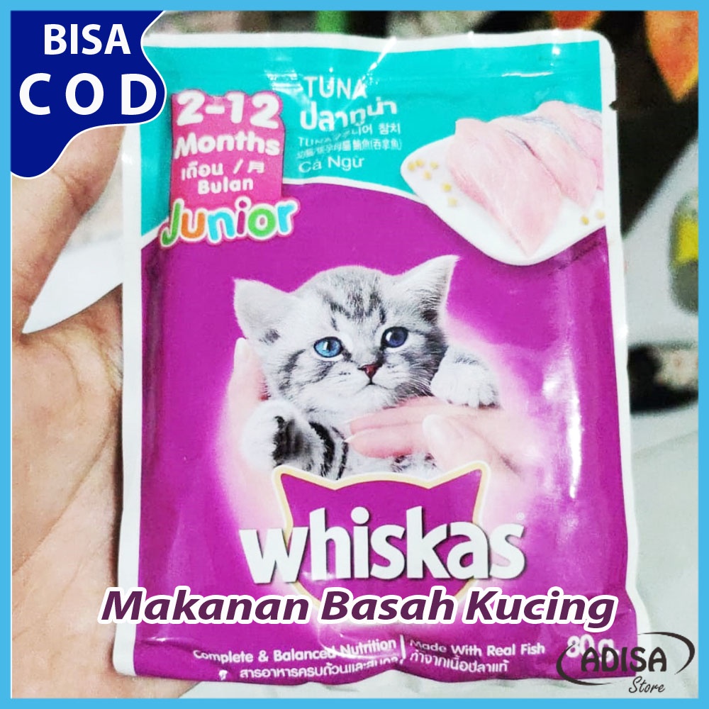 Jual Makanan Basah Kucing Junior 2 12 Bulan WHISKAS Kitten pouch 80 gr