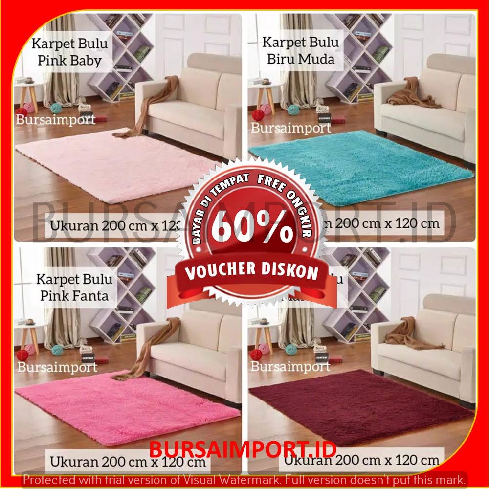 Jual Karpet Bulu Korea Persegi Premium Quality Ukuran 200 Cm x 120 Cm ...