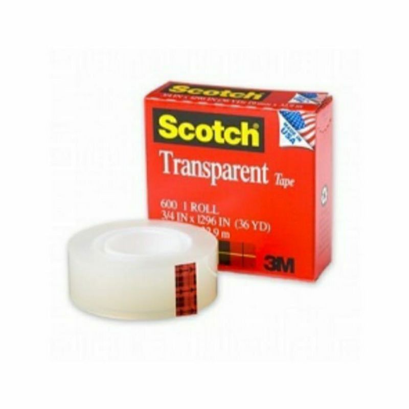 Jual 3M scotch transparent tape 600 ukuran 3/4inch x 36y | Shopee Indonesia