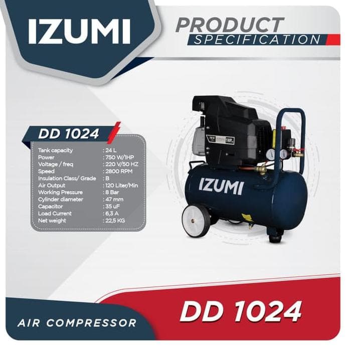 Jual IZUMI Direct Compressor DD1024 - Kompressor Angin Listrik 1HP 24L ...