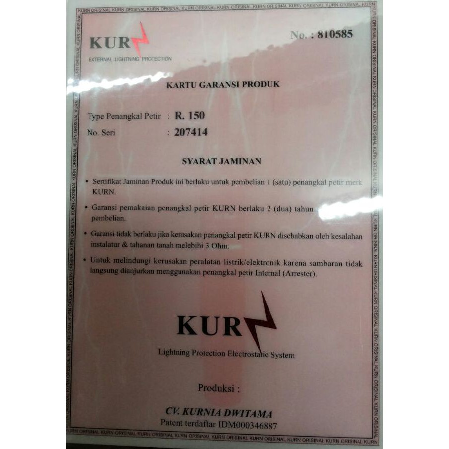 Jual Penangkal Petir KURN R150 / R-150 / Anti Petir R 150 ORIGINAL ASLI ...