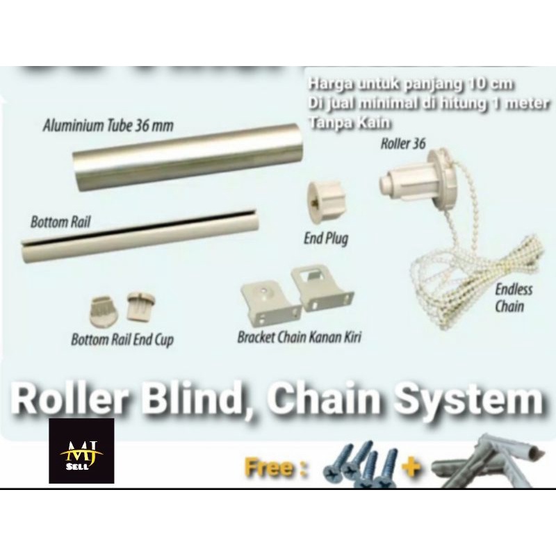 Jual Batangan Roller Blind Chain System Tanpa Kain SHINCHI (Harga per