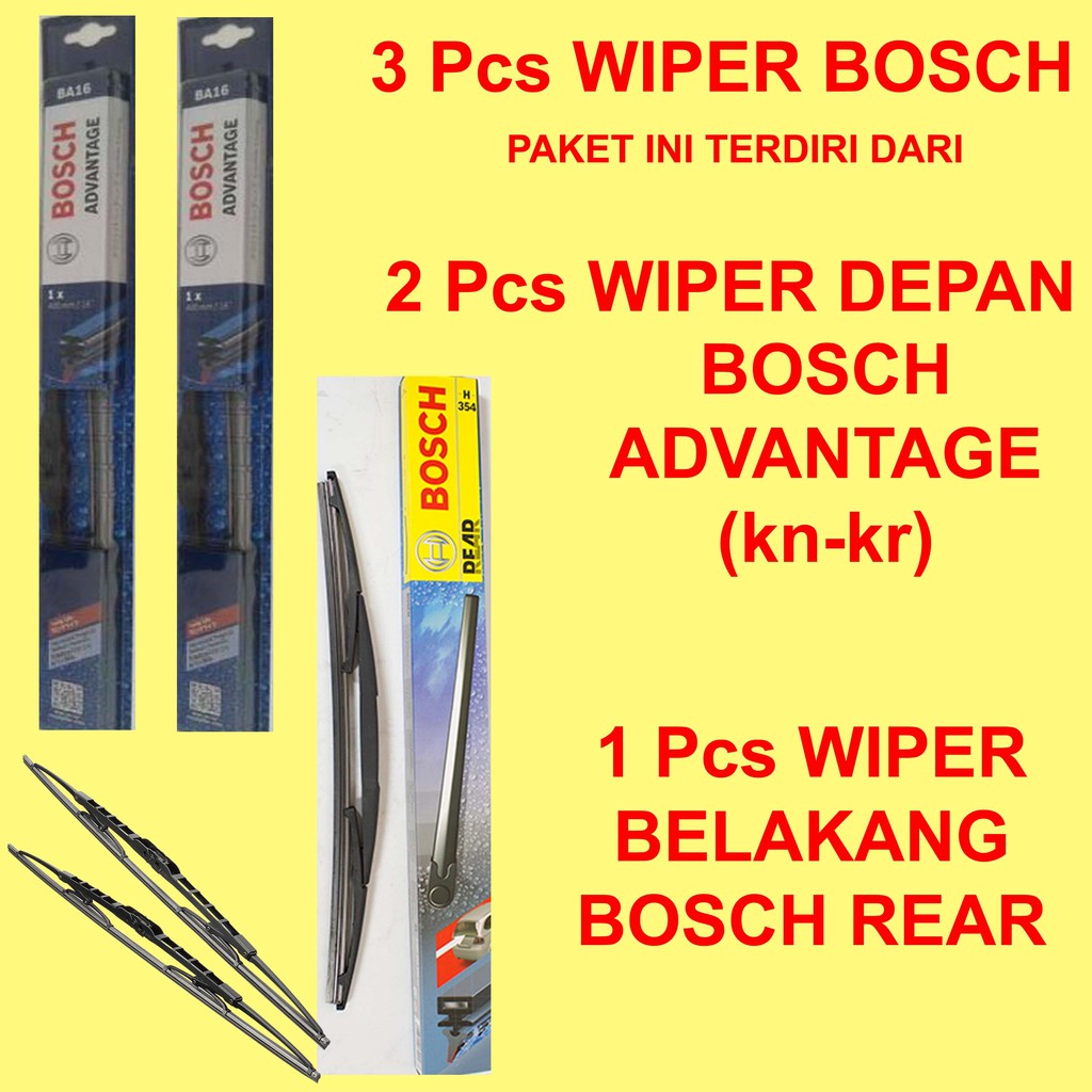 Jual WIPER BOSCH ADVANTAGE SANTA FE 3Pcs (knkr dan blkg) Original