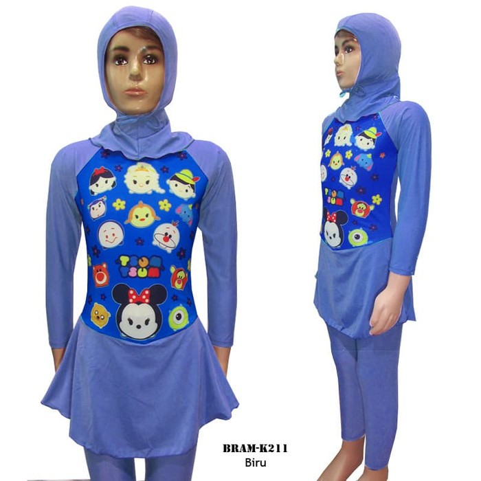 Jual Baju Renang Anak Muslim Usia 5 10 Tahun Karakter TsumTsum Bunga