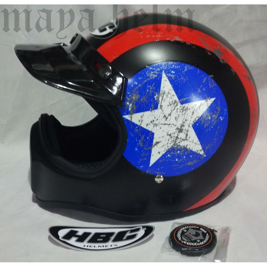 Jual Helm Retro HBC Cakil Star Red Blue Full Face | Shopee Indonesia