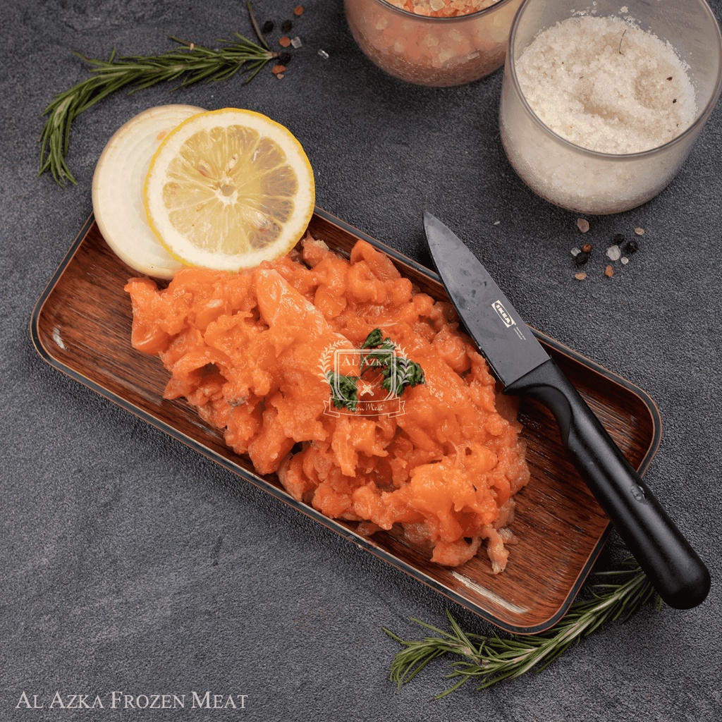 Jual Salmon Kerok Sashimi / Salmon Scrape Meat / Minced Salmon 500 Gram ...