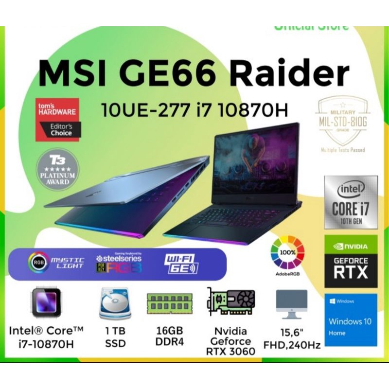 Rtx Ge66 3060 Jual MSI GE66 RIDER 10UE I7-10870H RTX 3060 16GB