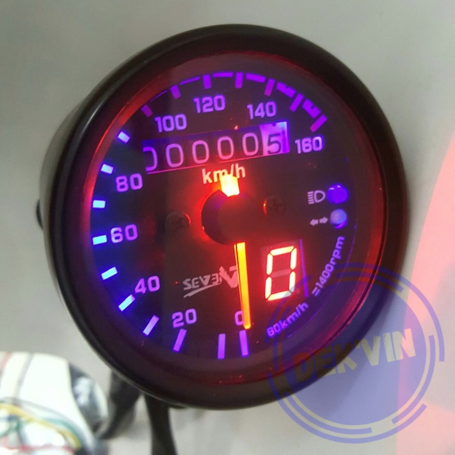 Jual speedometer kilometer indikator gear motor LED universal seven ...