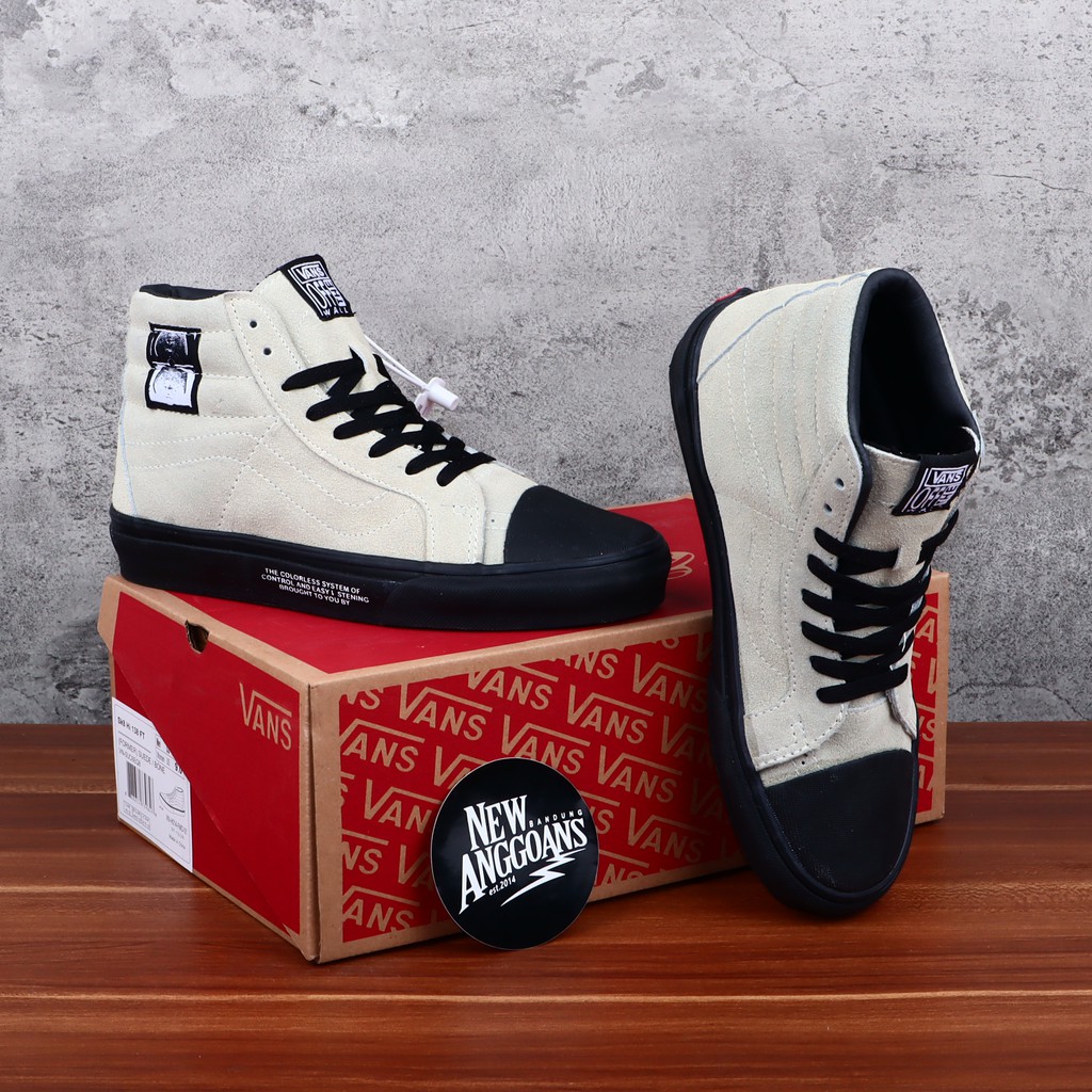 Jual Sepatu Vans Sk8 Hi 138 FT Former Suede Bone Beige White Black