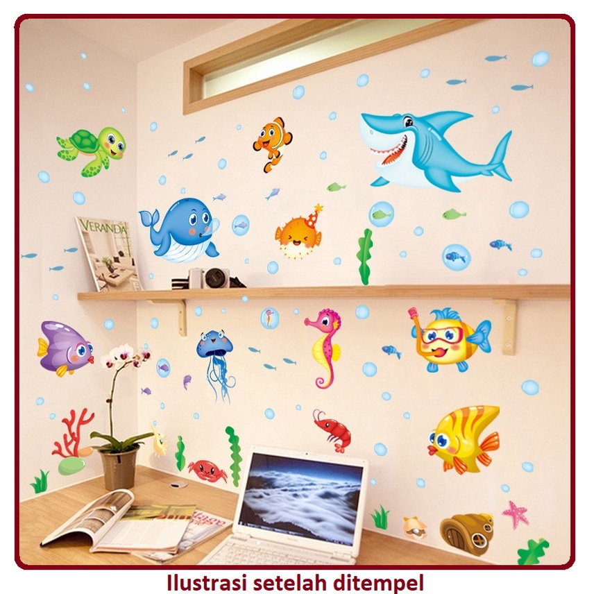 Jual Wall Sticker Fish Animal Under Sea XL7206/ Stiker Dinding Hewan ...