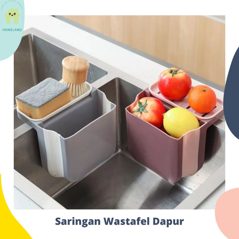 Jual Saringan Wastafel Dapur Multifungsi Wadah Saringan Sayur Buah Foldable Shopee Indonesia