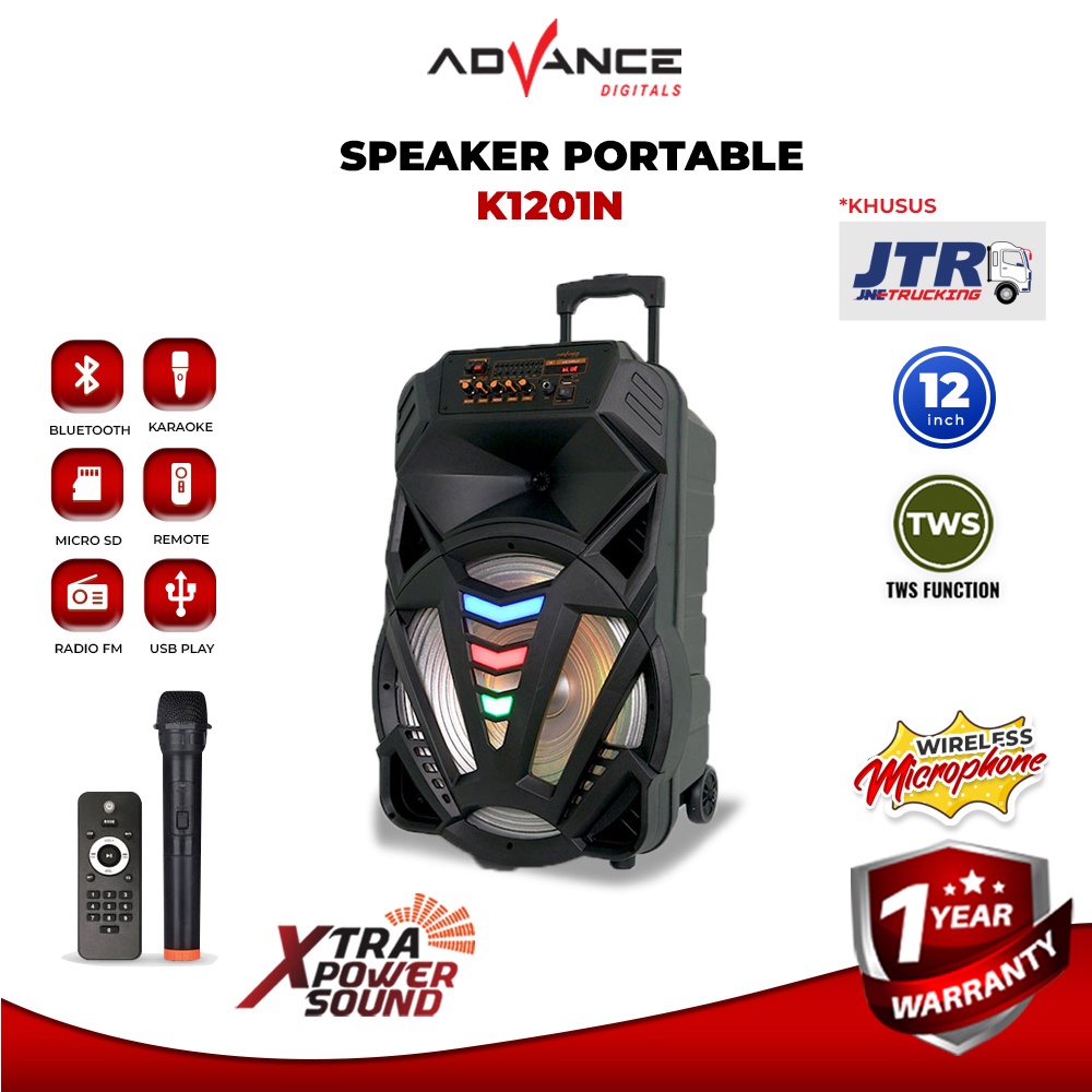 Jual Advance K1201N Speaker AKtif Portable Bluetooth Meeting 12" Tws