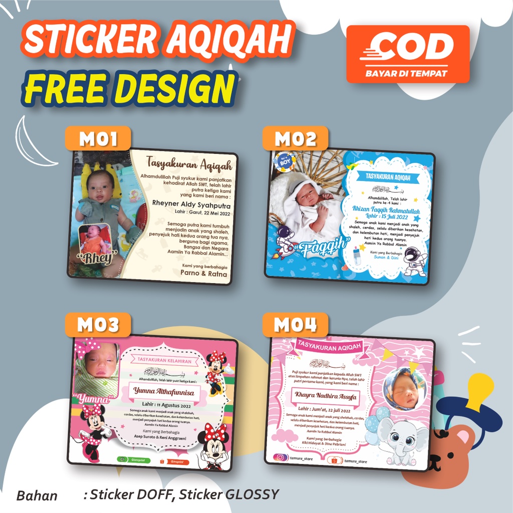 Jual Sticker Aqiqah Tasyakuran Aqiqah Kelahiran Stiker Aqiqah Bayi ...