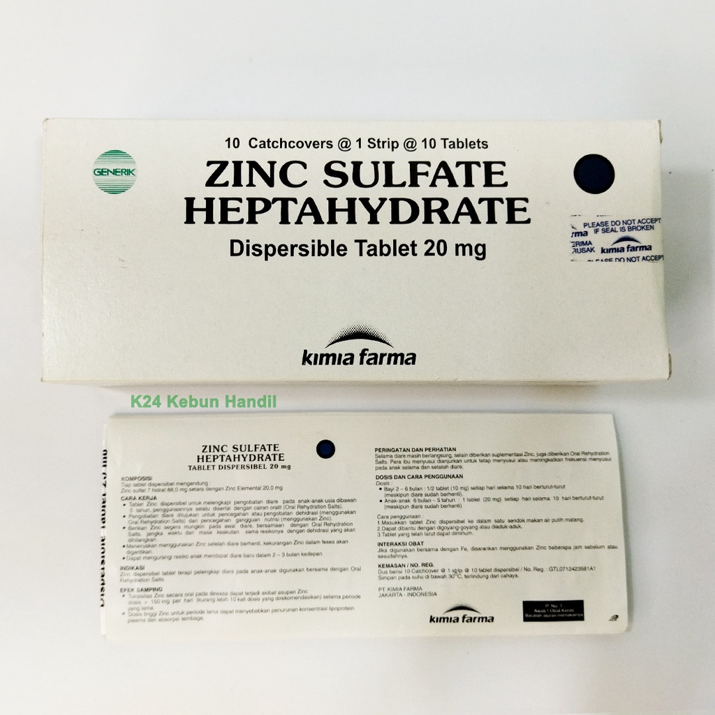 Jual ZINC SULFATE KIMIA FARMA 20MG 10 TABLET Shopee Indonesia