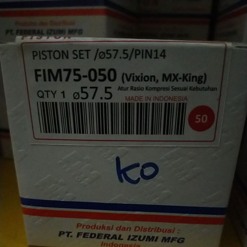 Jual PISTON SEHER KIT SET FIM 75 ukuran 57 57,5 58 58,5 59 59,5 60 mm