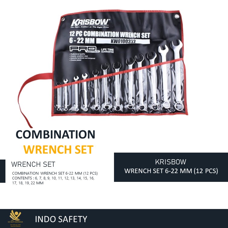 Jual KUNCI RING PAS/COMBINATION WRENCH SET 6-22mm 12pcs KRISBOW ...