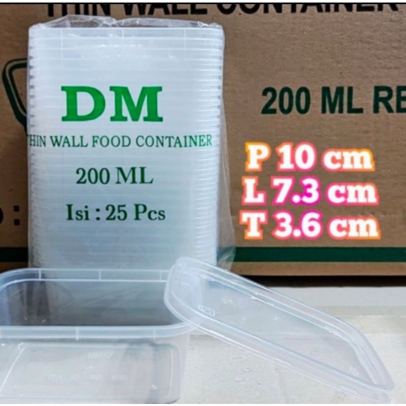 Jual Thinwall Kotak Panjang 200 Ml 200ml Isi 25pcs Food Container