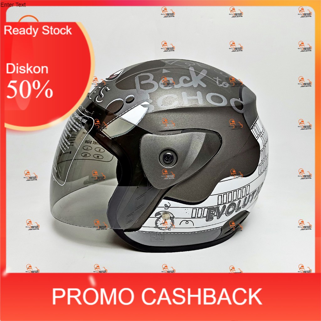Jual EVOLUTION HELM HELEM NOTE GREY WHITE DOFF HALF FACE MODEL GM EVO